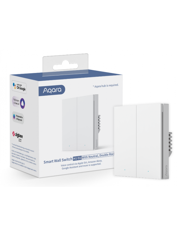 Xiaomi Aqara "Smart Wall Switch H1 - WS-EUK04" - Double interrupteur mural ZigBee avec mesure de consommation (avec neutre)