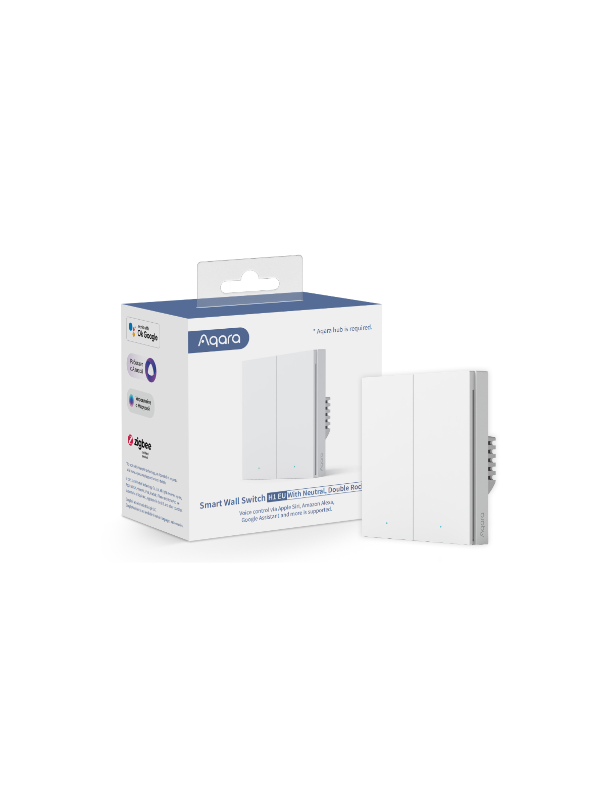 Xiaomi Aqara "Smart Wall Switch H1 - WS-EUK04" - Double interrupteur mural ZigBee avec mesure de consommation (avec neutre)
