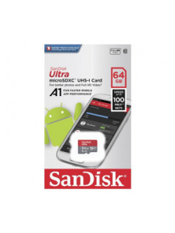 Carte mémoire micro SD XC 64Go SanDisk Ultra Classe 10 (lecture 100 Mo/s)
