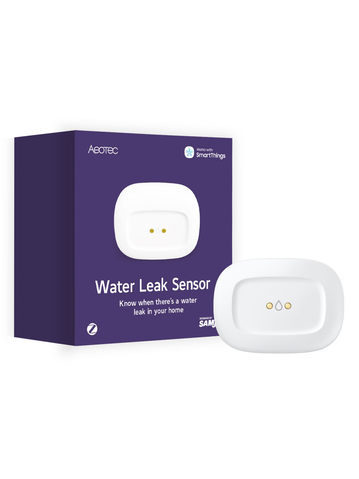 Aeotec SmartThings AEOWLSEU "Water Leak Sensor" - Détecteur d'inondation/fuite d'eau avec mesure de température ZigBee