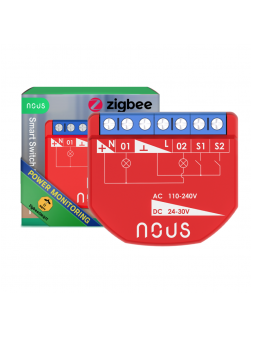 NOUS B3Z - Micromodule ZigBee 2 sorties ON/OFF + mesure de consommation - Compatible Tuya, Jeedom, HomeAssistant, etc...