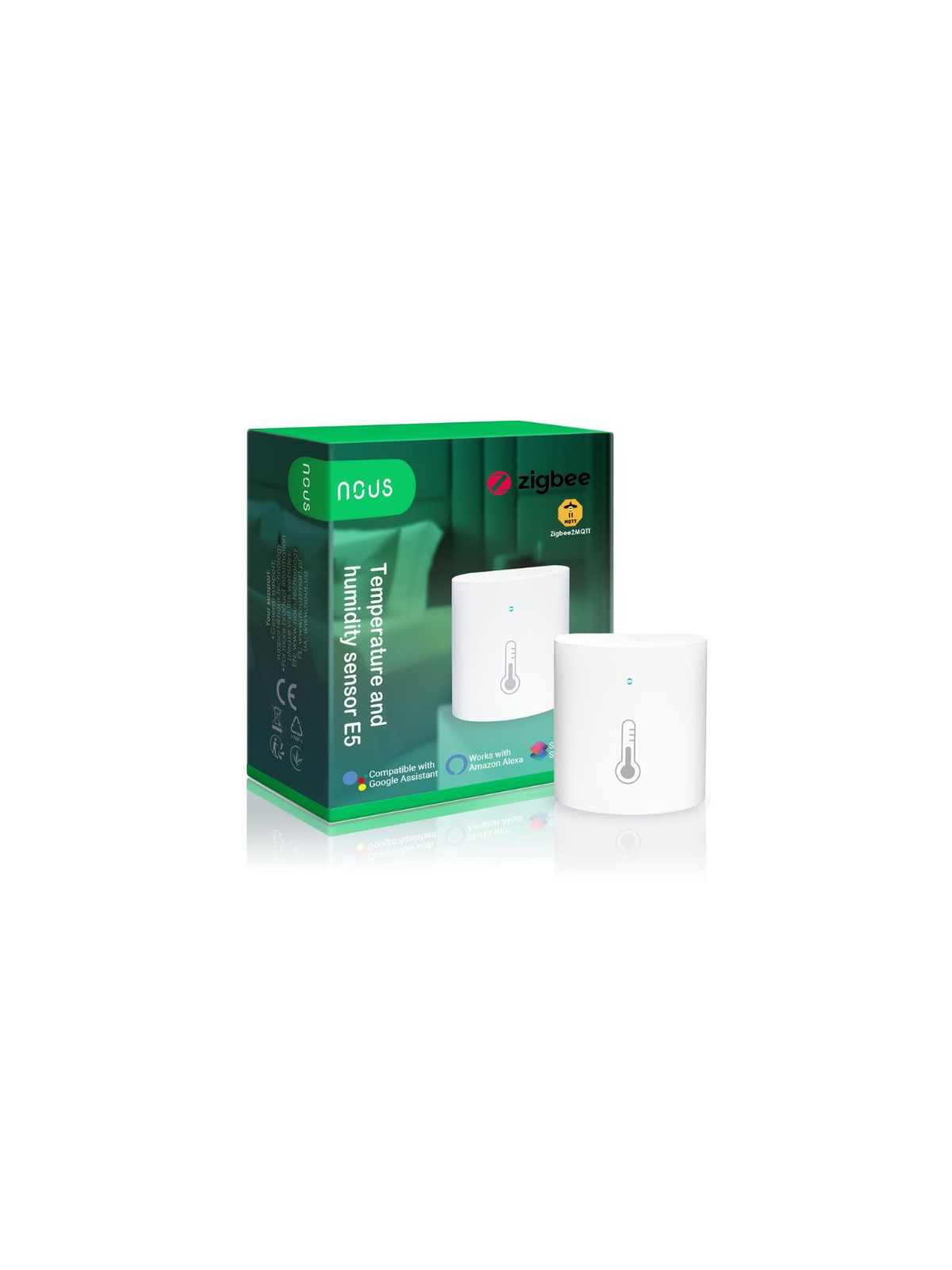 NOUS E5 - Capteur de température et d'humidité ZigBee - Compatible Tuya, eedomus, Jeedom, HomeAssistant, etc..