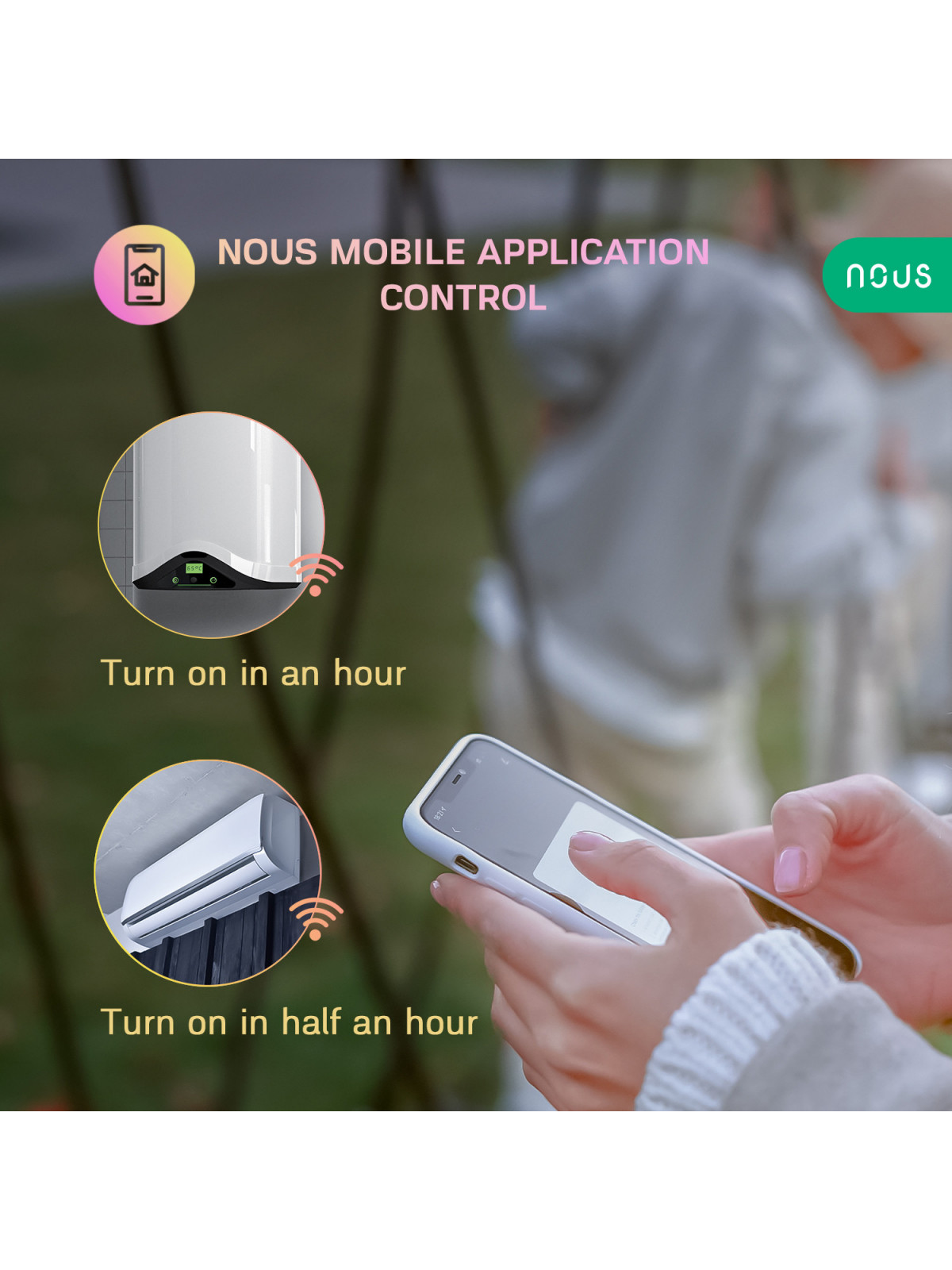 NOUS A7 - Prise WiFi ON/OFF 16A avec mesure de consommation - Compatible Tuya, Google Home, Amazon Alexa, etc