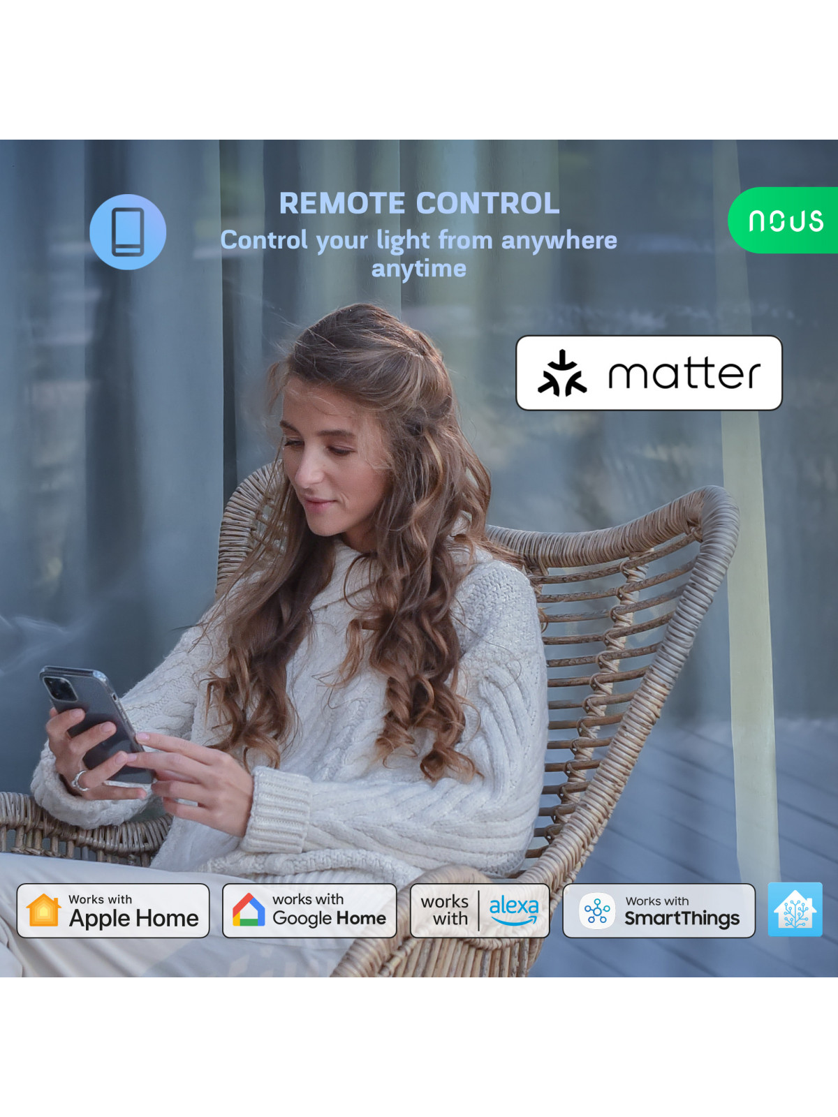 NOUS P3 - Ampoule WiFi E27 couleur RGBW + Blanc froid et chaud - Compatible Matter, Google Home, Amazon Alexa, etc..
