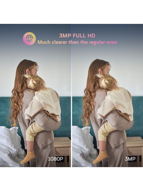 NOUS W5 - Caméra IP rotative intérieure WiFi 3MP, enregistrement cloud ou sur carte SD - Compatible Tuya Smart Life