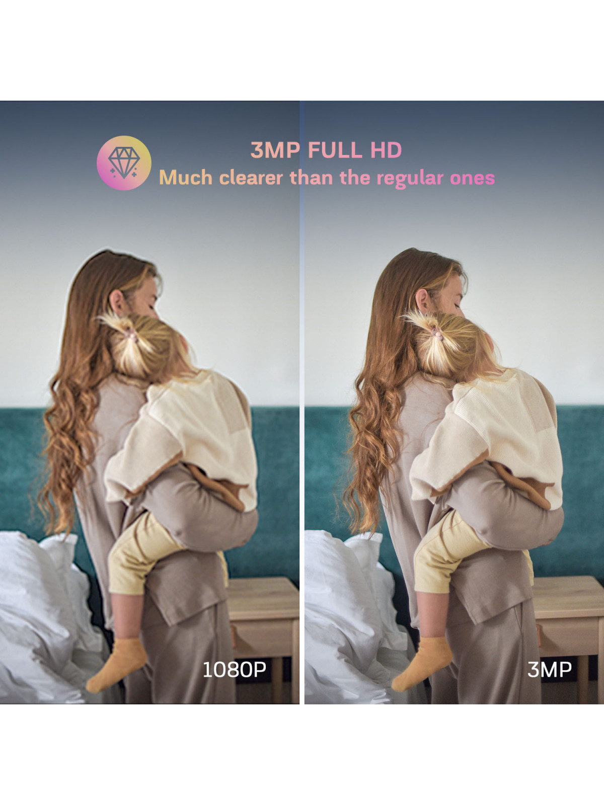 NOUS W5 - Caméra IP rotative intérieure WiFi 3MP, enregistrement cloud ou sur carte SD - Compatible Tuya Smart Life