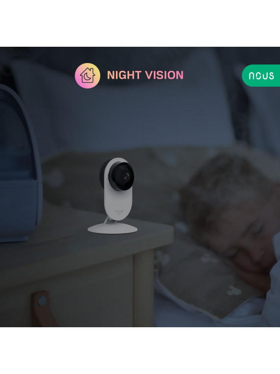NOUS W3 - Caméra IP fixe intérieure WiFi 2MP, enregistrement cloud ou sur carte SD - Compatible Tuya Smart Life
