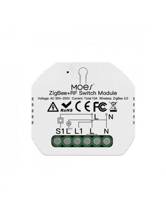 Moes "ZRM-104-MS" - Micromodule ZigBee ON/OFF à contact sec 10A - Compatible Tuya, Lidl Home, Jeedom etc...