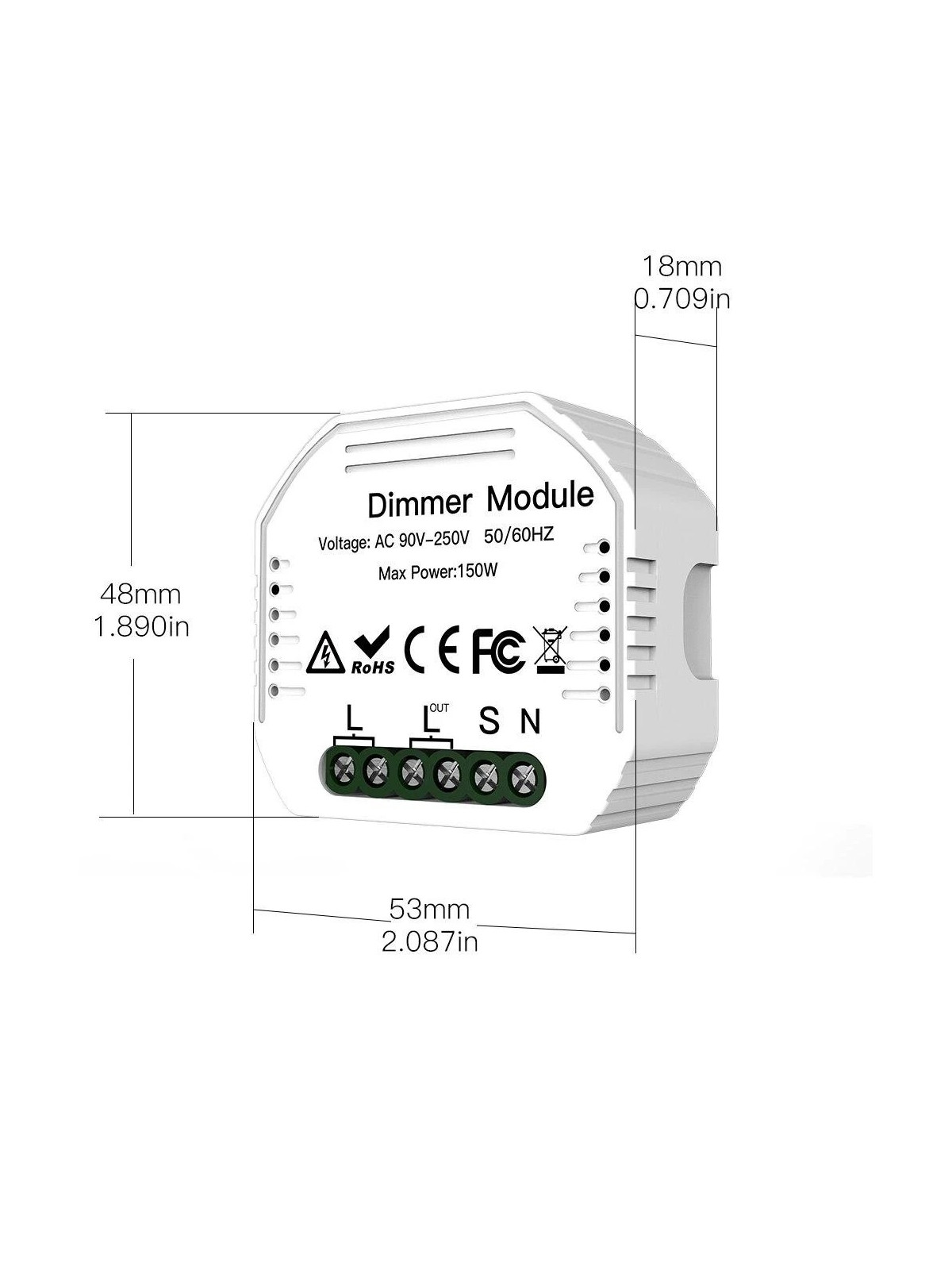 Moes "ZM-105-MS" - Micromodule ZigBee variateur de lumière - Compatible Tuya, Lidl Home, Jeedom, HomeAssistant, etc...