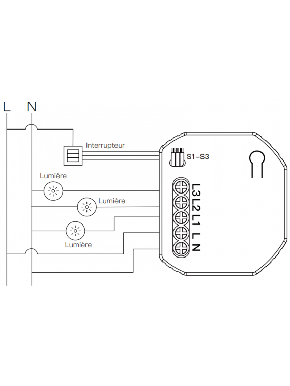 Moes "ZM-104C-MS" - Micromodule ZigBee 3 sorties relais ON/OFF 10A total - Compatible Tuya, Lidl Home, Jeedom etc...