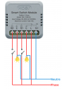 Moes "ZRM-104B-M-MS" - Micromodule Mini ZigBee 2 sorties ON/OFF 10A - Compatible Tuya, Lidl Home, Jeedom etc...