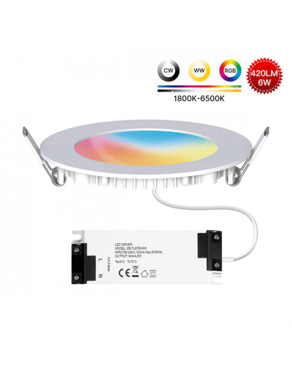 Moes "ZB-TDD6-RCW-4-MS" - Spot LED RGBW ZigBee - Multicolore et blanc réglable - Compatible Tuya Smart Life Moes "ZB-TDD6-RCW-4-MS" - Spot LED RGBW ZigBee - Multicolore et blanc réglable - Compatible Tuya Smart Life