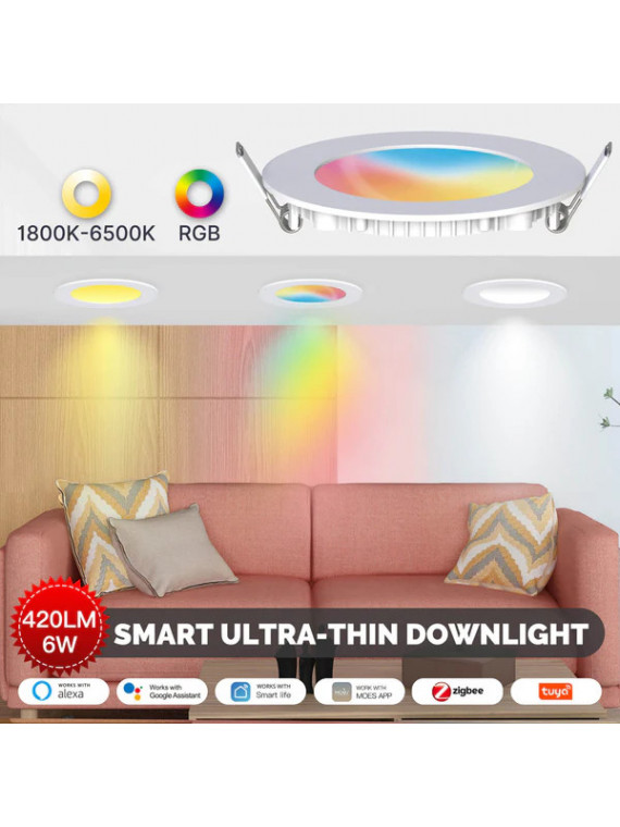Moes "ZB-TDD6-RCW-4-MS" - Spot LED RGBW ZigBee - Multicolore et blanc réglable - Compatible Tuya Smart Life Moes "ZB-TDD6-RCW-4-MS" - Spot LED RGBW ZigBee - Multicolore et blanc réglable - Compatible Tuya Smart Life