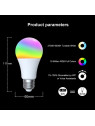 Moes "ZB-TDA9-RCW-E27-MS" - Ampoule ZigBee E27 couleur RGBW + blanc chaud et froid - Compatible Tuya Smart Life