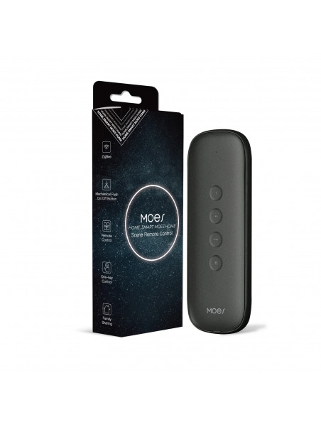 Moes "ZR-SR-R01-GY-MS" - Télécommande ZigBee 4 boutons (12 scénarios) - Compatible Tuya Smart Life et Lidl Home