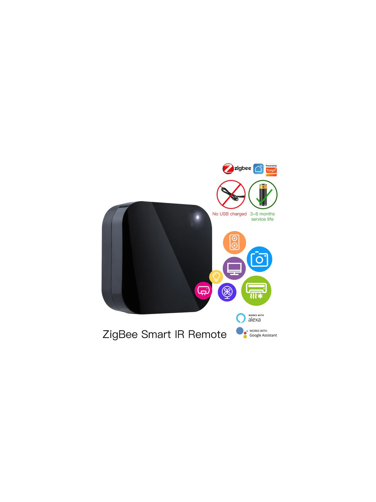 Moes "ZR-X-R11-A-MS" - Émetteur, Télécommande, Contrôleur universelle Infrarouge ZigBee - Compatible Tuya, Jeedom, HomeAssistant