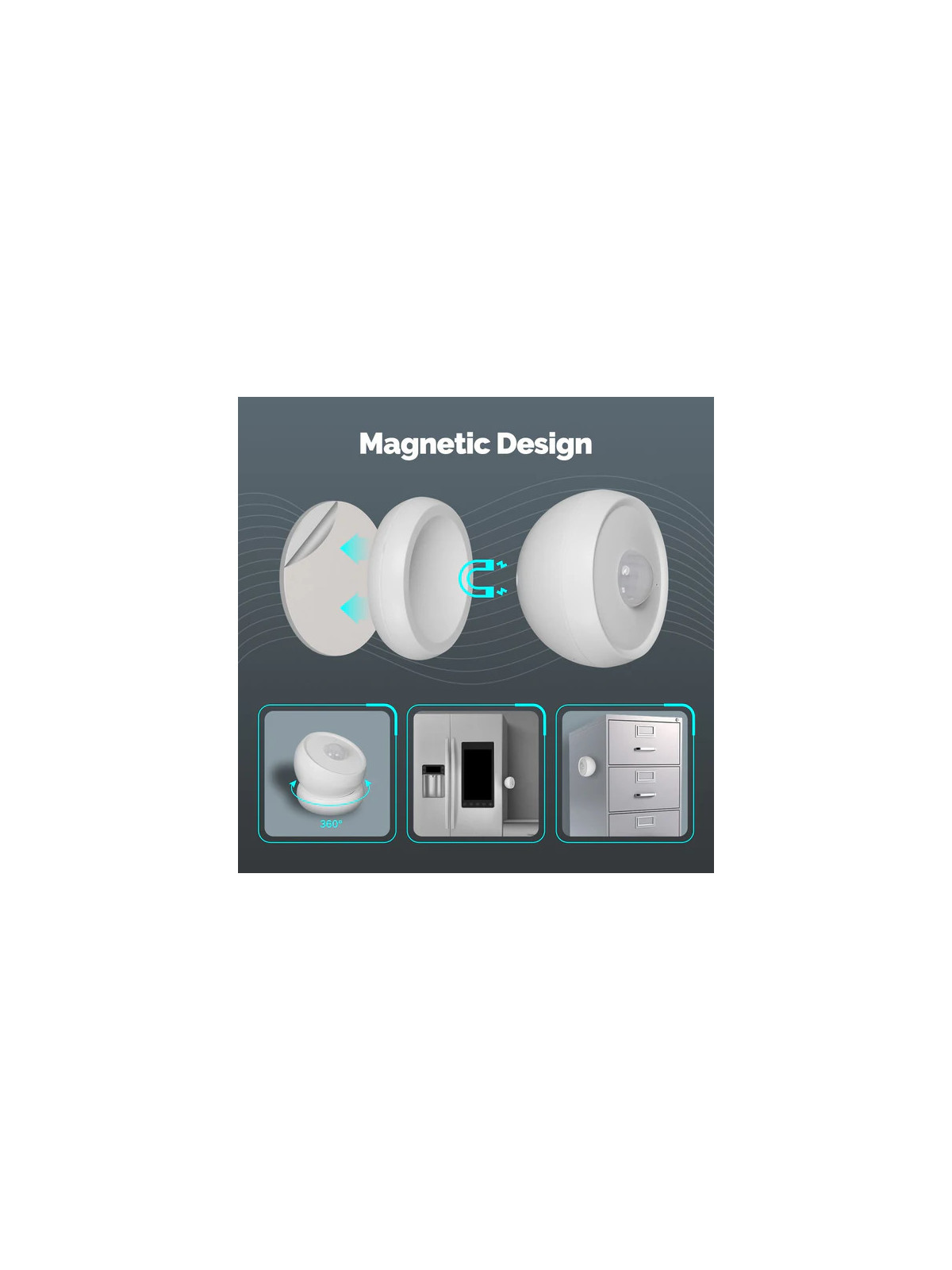Moes "ZSS-S01-PIR-C-MS" - Détecteur de mouvement ZigBee avec base magnétique - Compatible Tuya Smart Life et Lidl Home