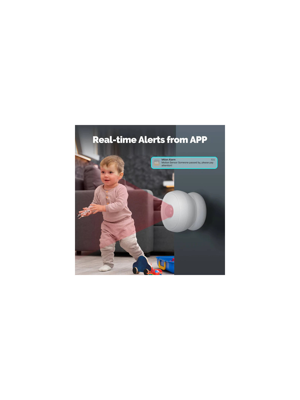 Moes "ZSS-S01-PIR-C-MS" - Détecteur de mouvement ZigBee avec base magnétique - Compatible Tuya Smart Life et Lidl Home