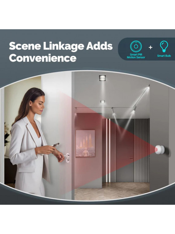 Moes "ZSS-S01-PIR-C-MS" - Détecteur de mouvement ZigBee avec base magnétique - Compatible Tuya Smart Life et Lidl Home