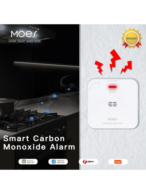 Moes "ZSS-HM-CO-A-MS" - Détecteur de monoxyde de carbon (CO) ZigBee - Compatible Tuya Smart Life Moes "ZSS-HM-CO-A-MS" - Détecteur de monoxyde de carbon (CO) ZigBee - Compatible Tuya Smart Life