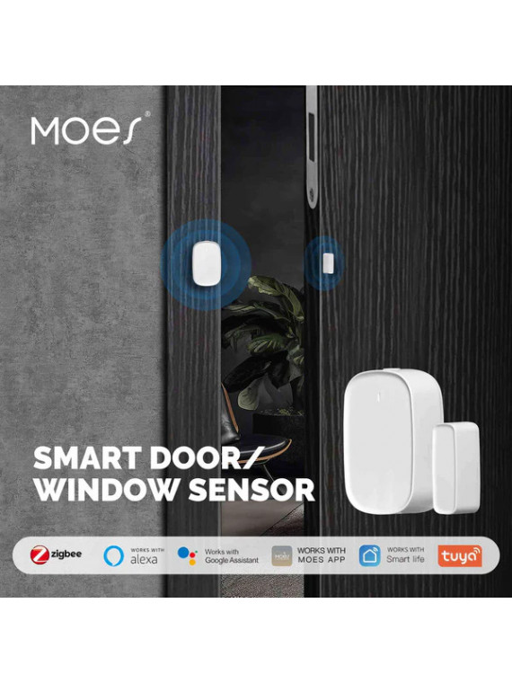 Moes "ZSS-S01-GWM-C-MS" - Détecteur d'ouverture de porte et fenêtre ZigBee - Compatible Tuya Smart Life