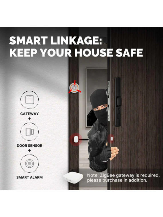 Moes "ZSS-S01-GWM-C-MS" - Détecteur d'ouverture de porte et fenêtre ZigBee - Compatible Tuya Smart Life