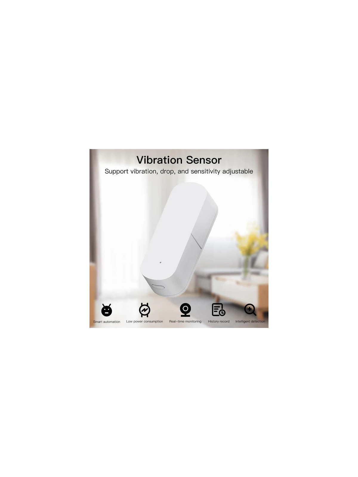 Moes "ZSS-Z-VBR-A-EN" - Détecteur de vibration ZigBee - Compatible Tuya Smart Life, Lidl Home, Jeedom etc...