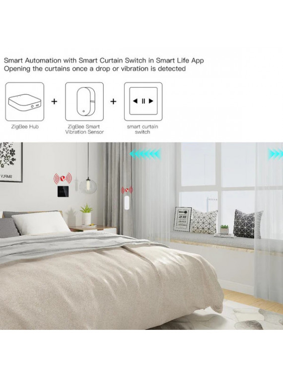 Moes "ZSS-Z-VBR-A-EN" - Détecteur de vibration ZigBee - Compatible Tuya Smart Life, Lidl Home, Jeedom etc...