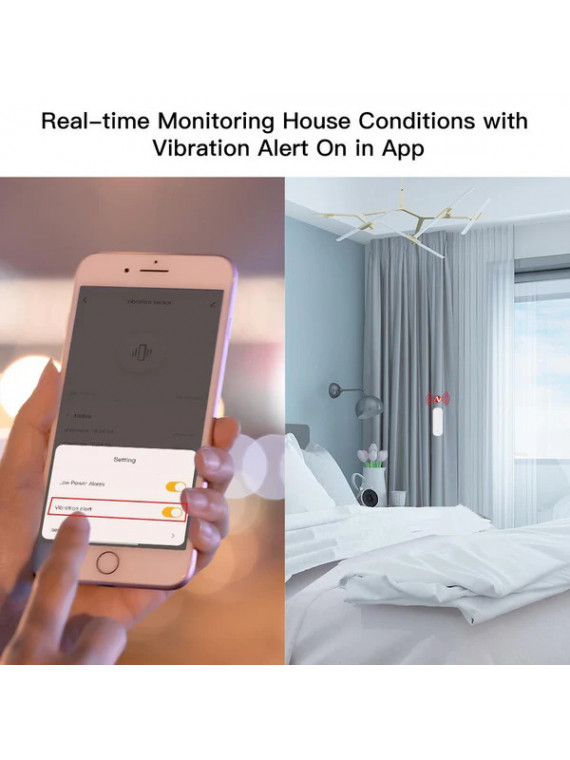 Moes "ZSS-Z-VBR-A-EN" - Détecteur de vibration ZigBee - Compatible Tuya Smart Life, Lidl Home, Jeedom etc...