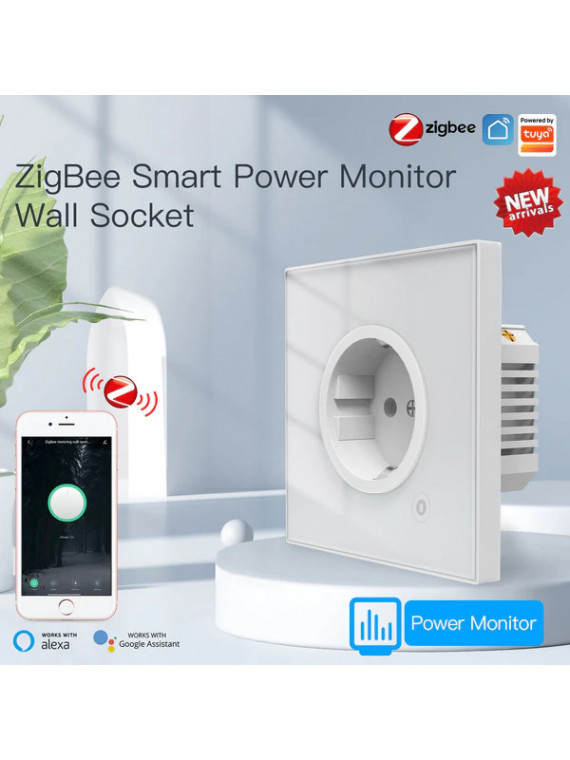 Moes "ZK-FR16M-XX-MS" - Prise encastrée connectée ZigBee - Compatible Tuya Smart Life, eedomus, Home Assistant, etc...