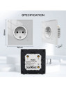 Moes "ZK-FR16M-XX-MS" - Prise encastrée connectée ZigBee - Compatible Tuya Smart Life, eedomus, Home Assistant, etc...
