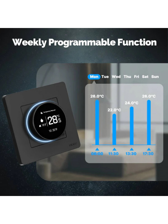 Moes "ZHT-SR-GA-XX-MS" - Thermostat ZigBee pour plancher chauffant Hydraulique - Compatible Tuya Smart Life, Lidl Home, Jeedom
