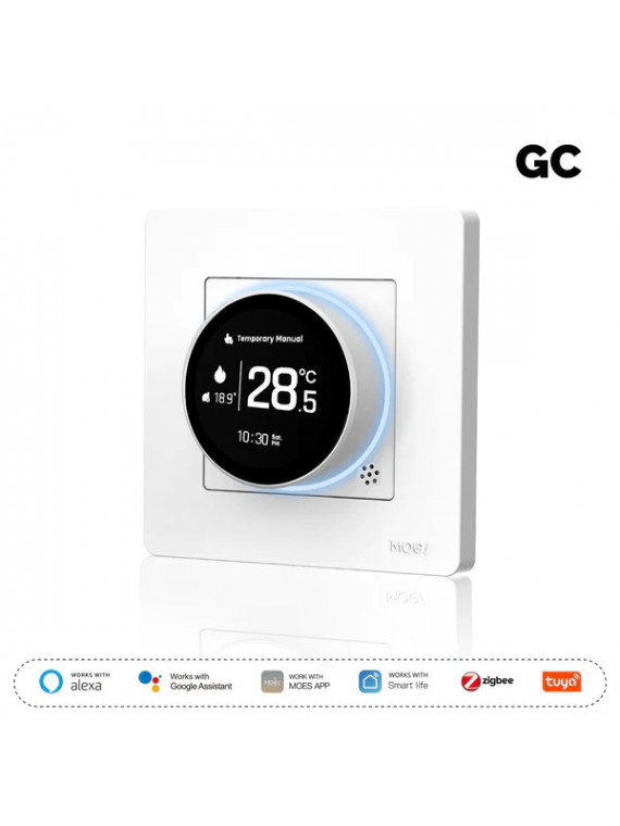 Moes "ZHT-SR-GC-XX-MS" - Thermostat contact sec ZigBee pour chaudière (eau et gaz) - Compatible Tuya Smart Life, Lidl Home