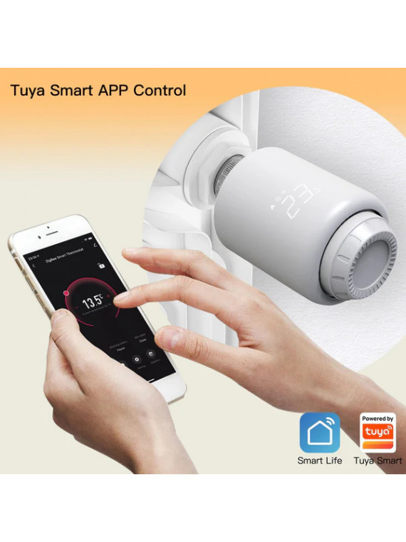 Moes "ZTRV-PJ-601-MS" - Tête thermostatique ZigBee - Compatible Tuya Smart Life, Lidl Home, Google Home et Amazon Alexa