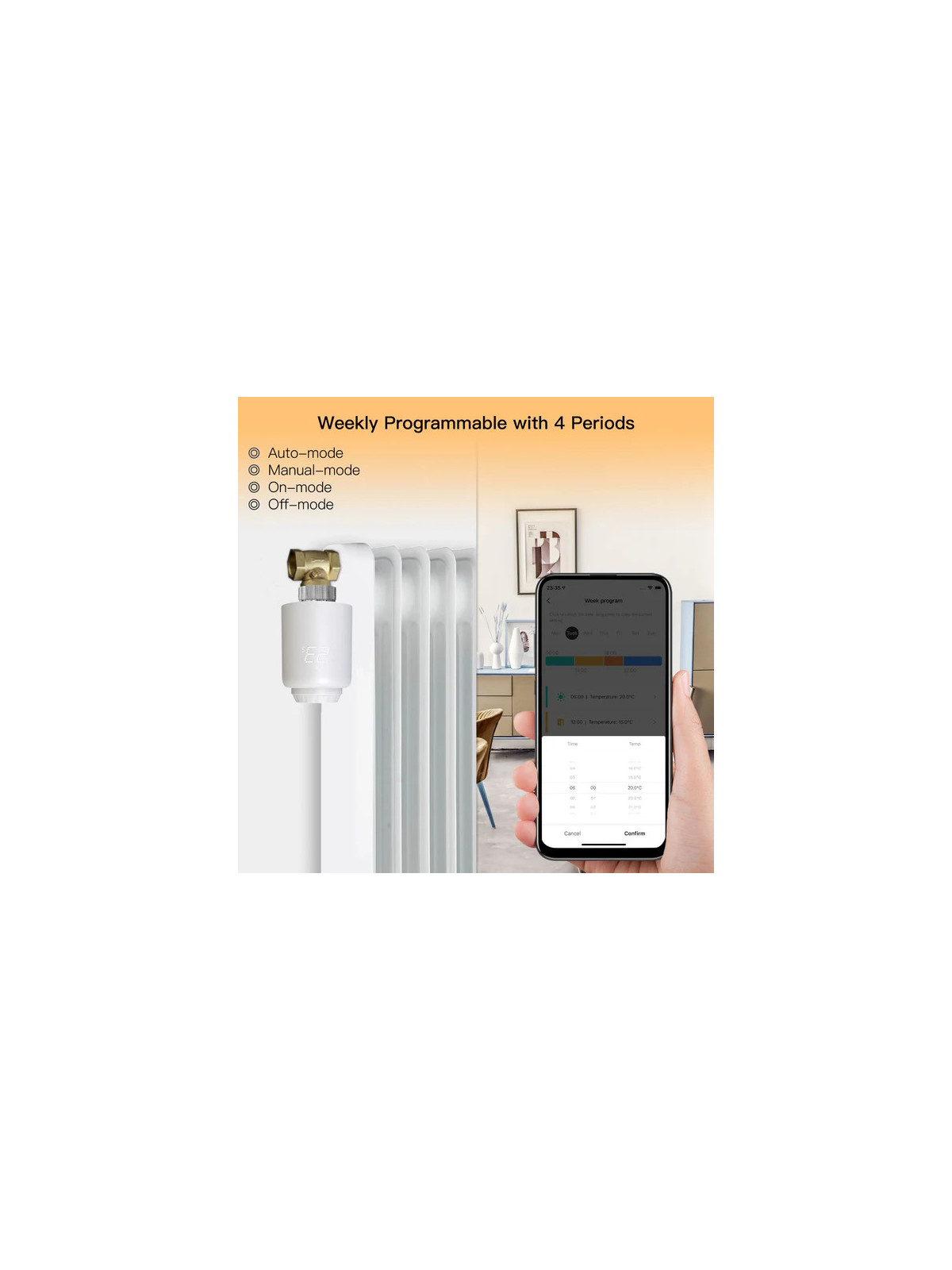 Moes "ZTRV-PJ-601-MS" - Tête thermostatique ZigBee - Compatible Tuya Smart Life, Lidl Home, Google Home et Amazon Alexa