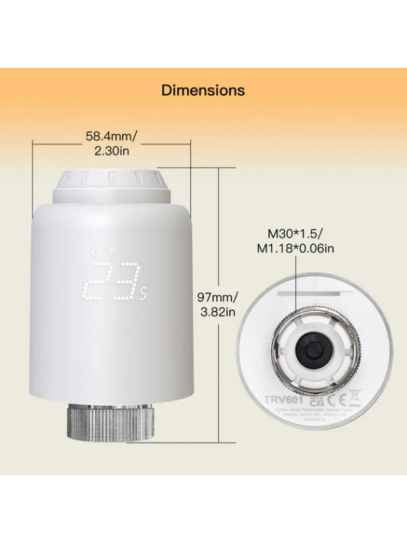 Moes "ZTRV-PJ-601-MS" - Tête thermostatique ZigBee - Compatible Tuya Smart Life, Lidl Home, Google Home et Amazon Alexa