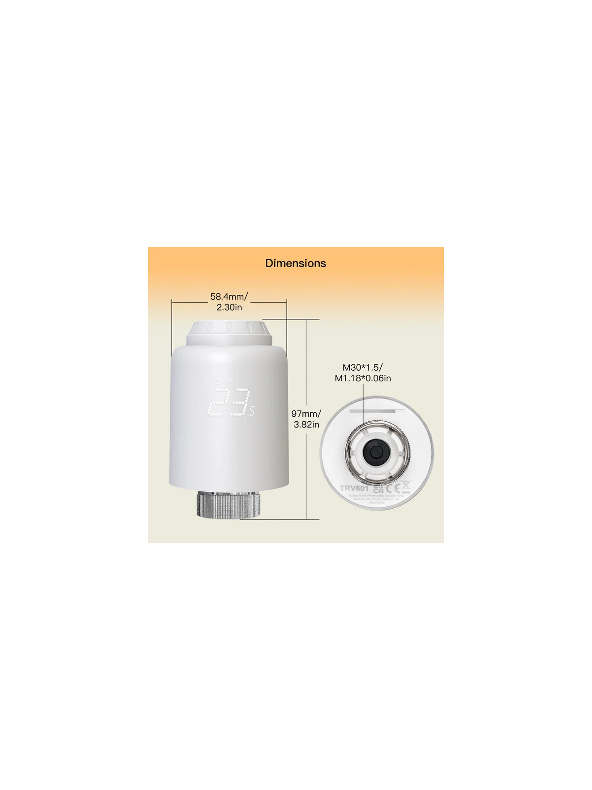 Moes "ZTRV-PJ-601-MS" - Tête thermostatique ZigBee - Compatible Tuya Smart Life, Lidl Home, Google Home et Amazon Alexa