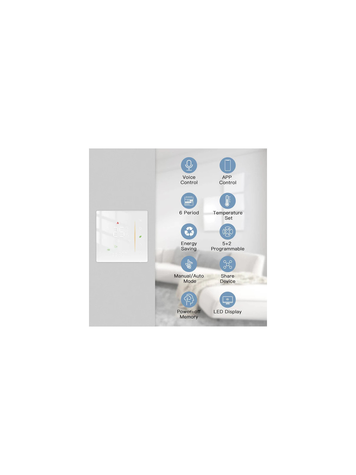 Moes "ZHT-006-GB-XX-MS" - Thermostat tactile ZigBee pour plancher chauffant électrique - Compatible Tuya Smart Life, Lidl Home