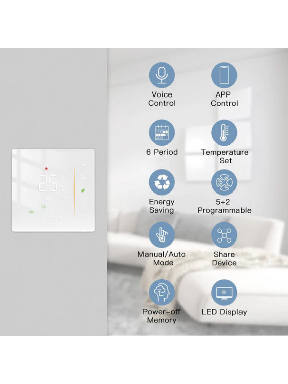 Moes "ZHT-006-GC-XX-MS" - Thermostat tactile contact sec ZigBee pour chaudière - Compatible Tuya Smart Life, Lidl Home Moes "ZHT-006-GC-XX-MS" - Thermostat tactile contact sec ZigBee pour chaudière - Compatible Tuya Smart Life, Lidl Home