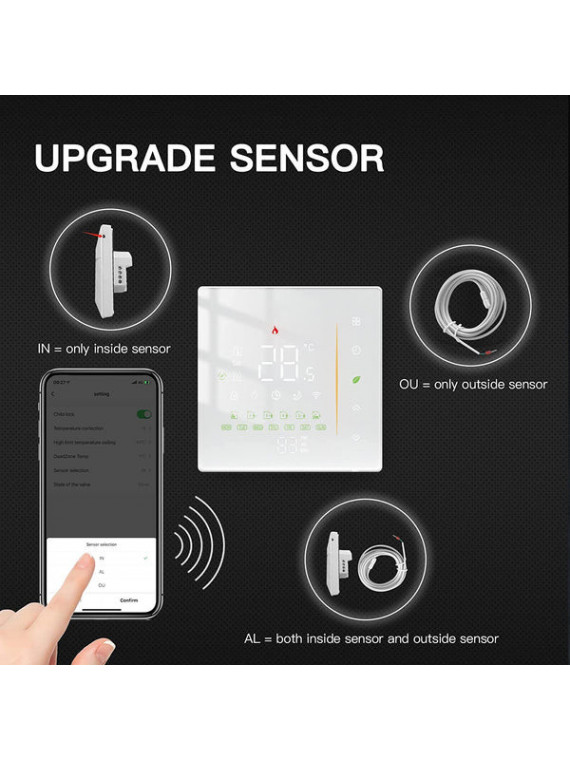 Moes "ZHT-006-GC-XX-MS" - Thermostat tactile contact sec ZigBee pour chaudière - Compatible Tuya Smart Life, Lidl Home Moes "ZHT-006-GC-XX-MS" - Thermostat tactile contact sec ZigBee pour chaudière - Compatible Tuya Smart Life, Lidl Home