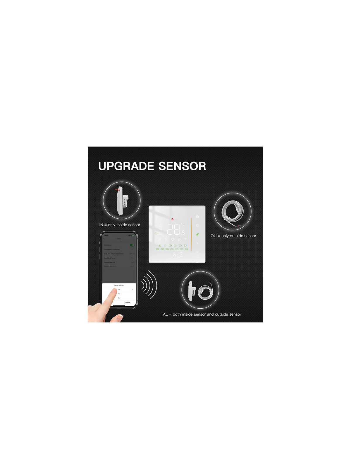 Moes "ZHT-006-GC-XX-MS" - Thermostat tactile contact sec ZigBee pour chaudière - Compatible Tuya Smart Life, Lidl Home