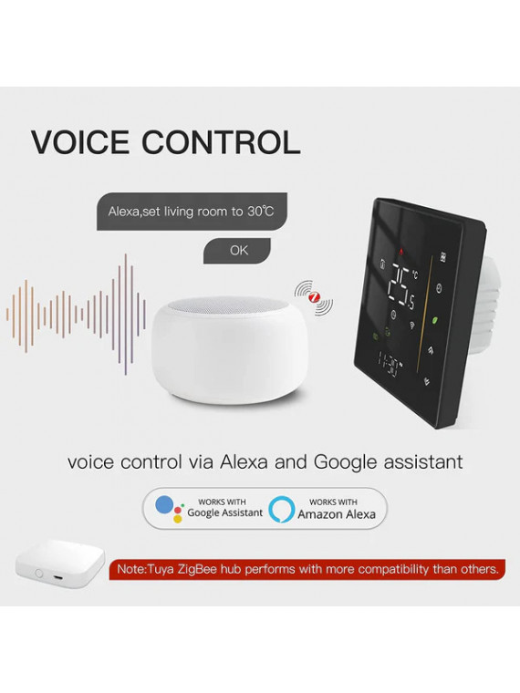 Moes "ZHT-006-GC-XX-MS" - Thermostat tactile contact sec ZigBee pour chaudière - Compatible Tuya Smart Life, Lidl Home Moes "ZHT-006-GC-XX-MS" - Thermostat tactile contact sec ZigBee pour chaudière - Compatible Tuya Smart Life, Lidl Home
