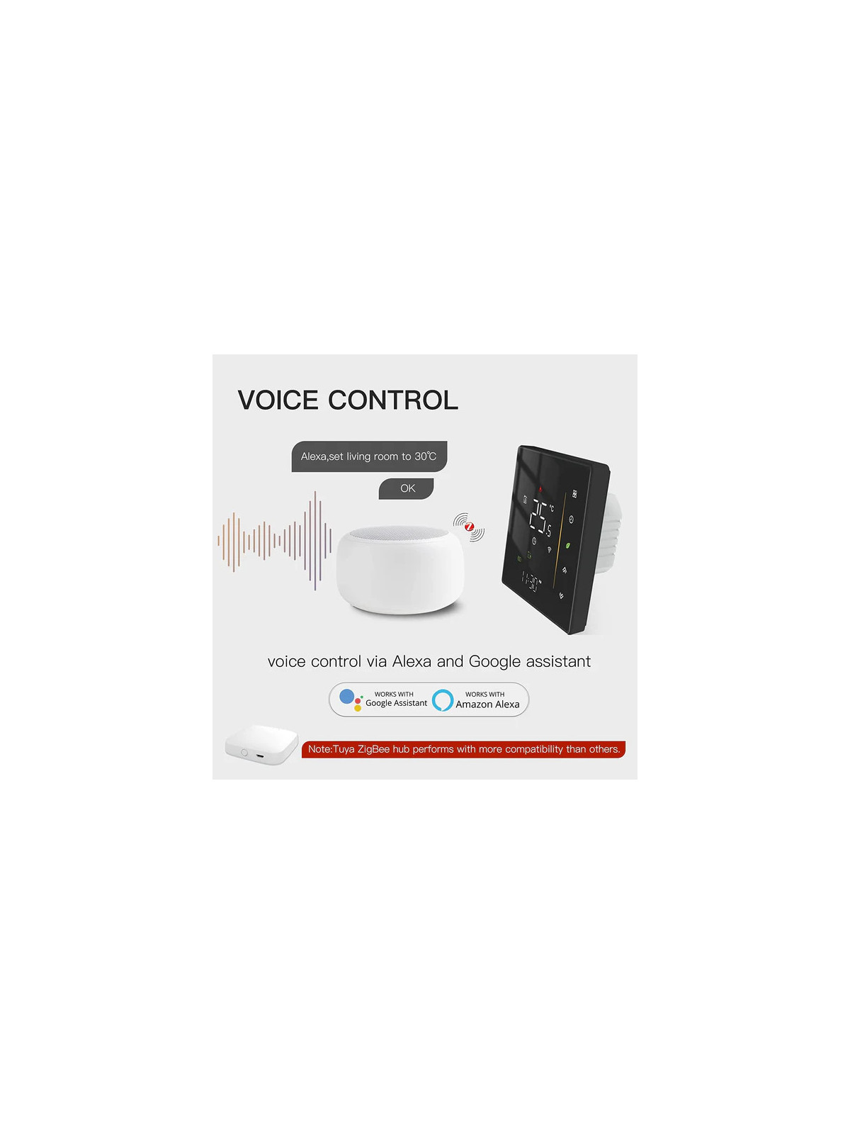 Moes "ZHT-006-GC-XX-MS" - Thermostat tactile contact sec ZigBee pour chaudière - Compatible Tuya Smart Life, Lidl Home