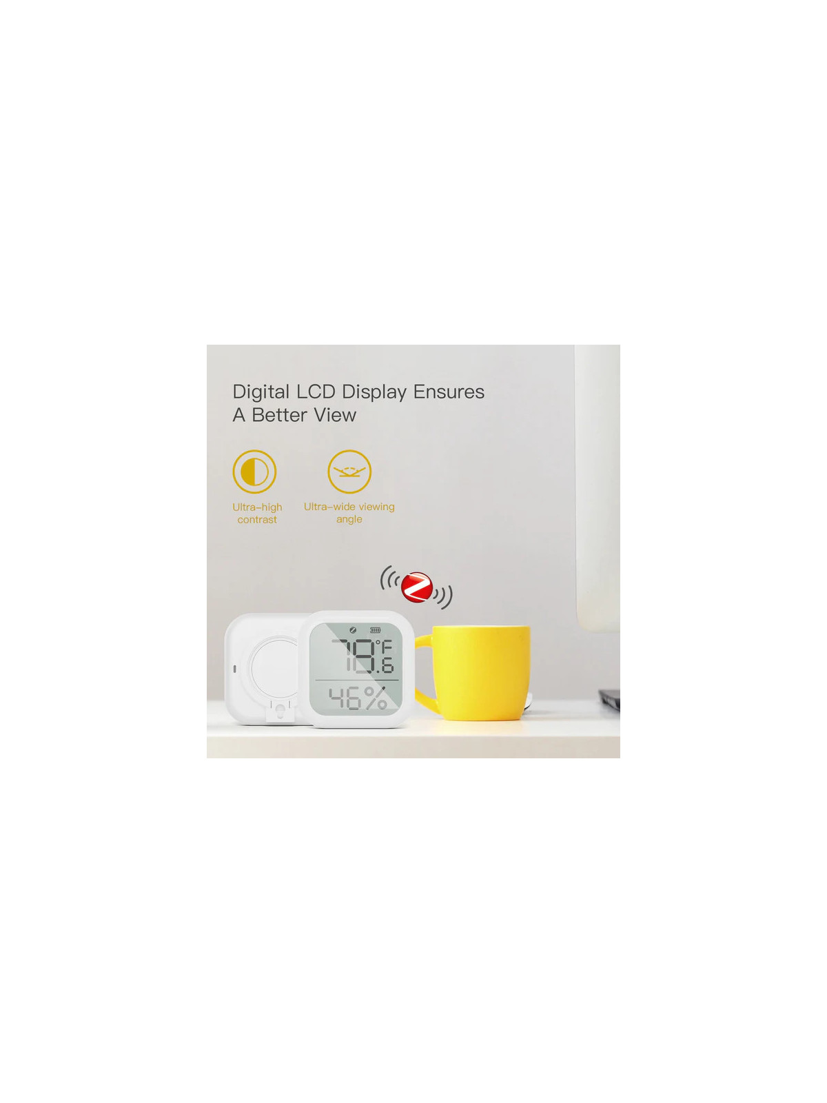 Moes "ZSS-KB-TH-LX-C-MS" - Capteur ZigBee de température et d'humidité avec écran -Compatible Tuya Smart Life, Lidl Home, Jeedom