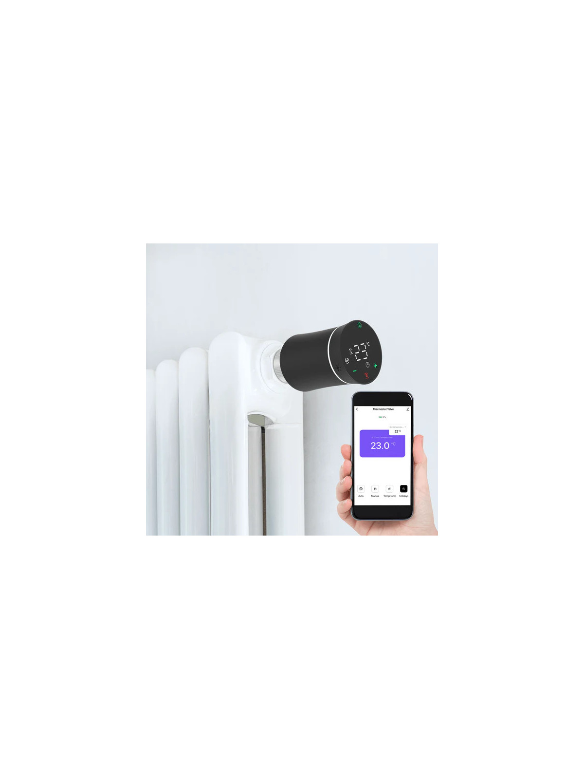 Moes "ZTRV-BY-100-XX-MS" - Tête thermostatique ZigBee - Compatible Tuya Smart Life, Lidl Home, Jeedom et Home Assistant