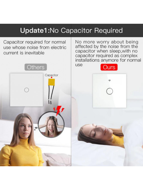 Moes "ZS-EU1-XX-MS" - Interrupteur ZigBee pour éclairage à câblage avec ou sans neutre - Compatible Tuya Smart Life Moes "ZS-EU1-XX-MS" - Interrupteur ZigBee pour éclairage à câblage avec ou sans neutre - Compatible Tuya Smart Life