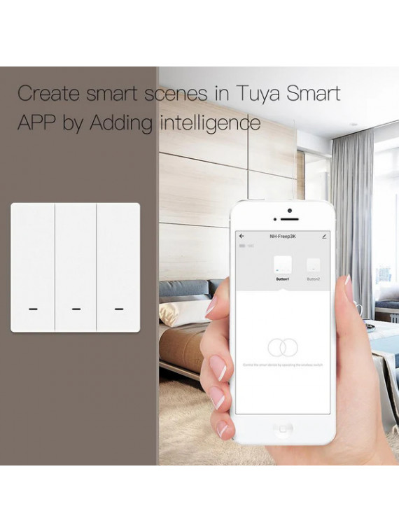 Moes "ZT-B-EU2-MS" - Interrupteur émetteur mural / contrôleur de scènes ZigBee à 2 boutons - Compatible Tuya Smart, Lidl Home