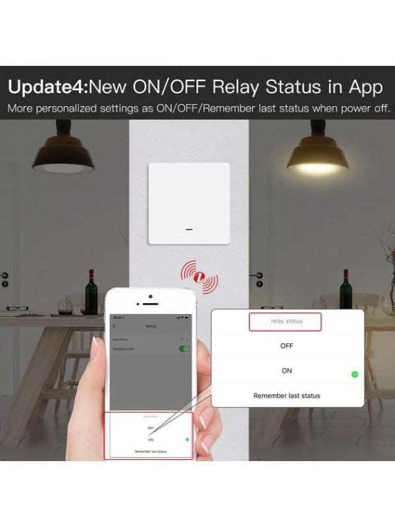 Moes "ZS-B-EU1-WH-MS" - Interrupteur 1 sortie ZigBee pour éclairage à câblage avec ou sans neutre - Compatible Tuya Smart Life