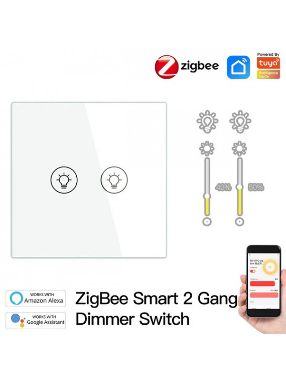 Moes "ZS-EUD1-XX-MS" - Interrupteur 1 sortie variateur de lumière avec neutre ZigBee - Compatible Tuya Smart Life
