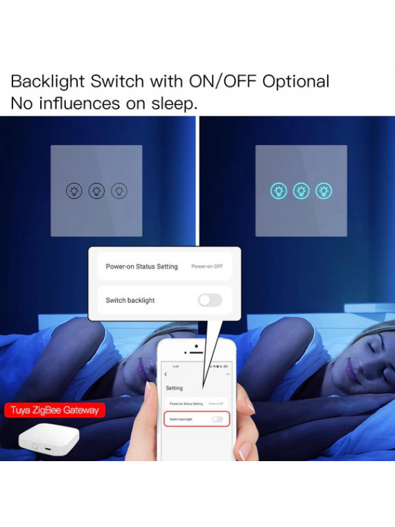 Moes "ZS-EUD1-XX-MS" - Interrupteur 1 sortie variateur de lumière avec neutre ZigBee - Compatible Tuya Smart Life